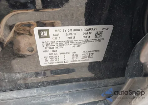 2021 Chevrolet Trax Fwd Lt from USA, damaged, VIN KL7CJLSB1MB329341